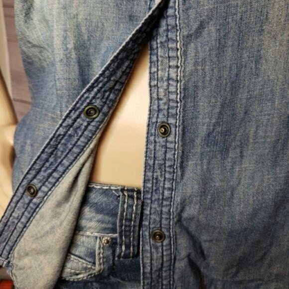 Arizona Jean Co. Sleeveless Denim Shirt Vest Women inclusive snap buttons Sz Sm - Picture 10 of 12